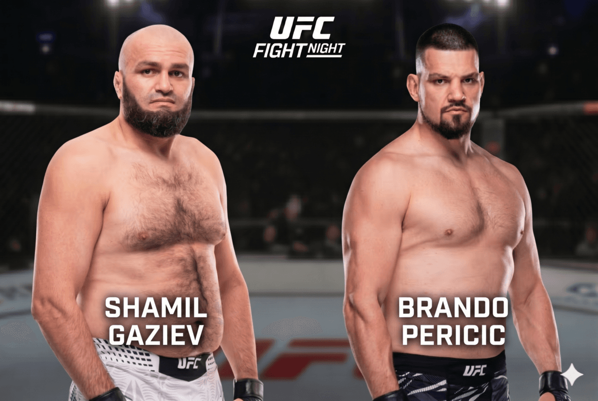 Brando Pericic Opens as Betting Favorite Over Ranked Shamil Gaziev at UFC Perth